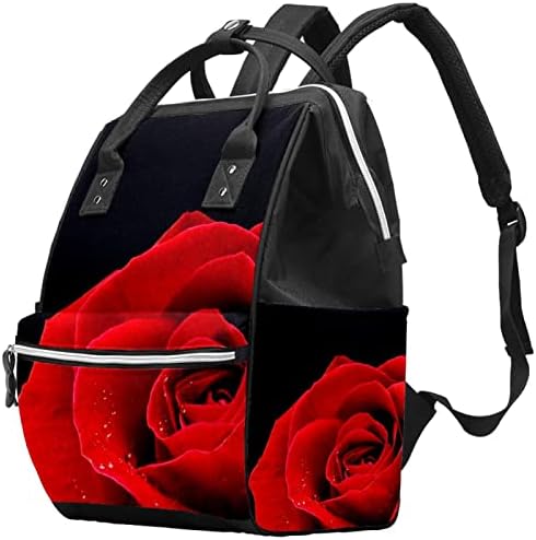 Guerotkr putnički ruksak, ruksak za torbu pelena, ruksak pelena, cvjetni uzorak crvene ruže
