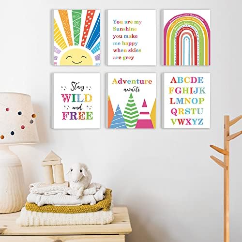Zidni dekor Kairne igraonice, dečiji Abeceda Rainbow učionica od 6 komada, edukativni ABC posteri za malu decu inspirativni zidni umetnički avanturistički znak za dečiju igraonicu