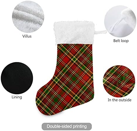 Božićne čarape Tartan uzorak škotski plairan bijeli plišani manžet Mercerized baršunasti obiteljski odmor personalizirani veliki čarapa Xmas party ukras 17.71