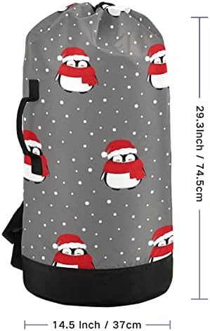 Penguins Božićni šešir torba za pranje veša putni ruksak za pranje veša sa podesivim remenom perivi za teške uslove rada veliki ruksaci za veš za pranje veša za kampovanje u Domu za pranje veša