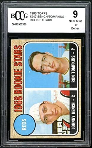 1968 TOPPS # 247 Johnny Bench Rookie Card BGS Bccg 9 blizu Mint + - bejzbol pločaste rookie kartice