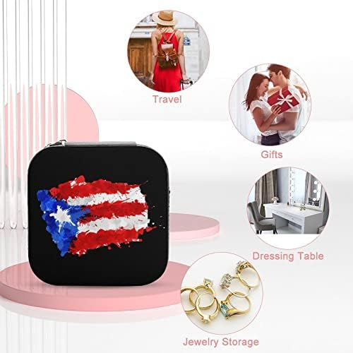 Zastava države Portoriko Mala kutija za naljupove Kutija za narukvicu Organizator Kožna prijenosna prstena Kućišta za pohranu Kutije