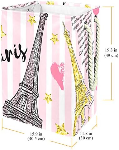 DEYYA Eiffelov toranj Pariz roze korpe za veš korpa visok čvrst sklopiv za odrasle decu Tinejdžeri dečaci Devojčice u spavaćim sobama kupatilo 19, 3x11, 8x15, 9 in/49x30x40, 5 cm