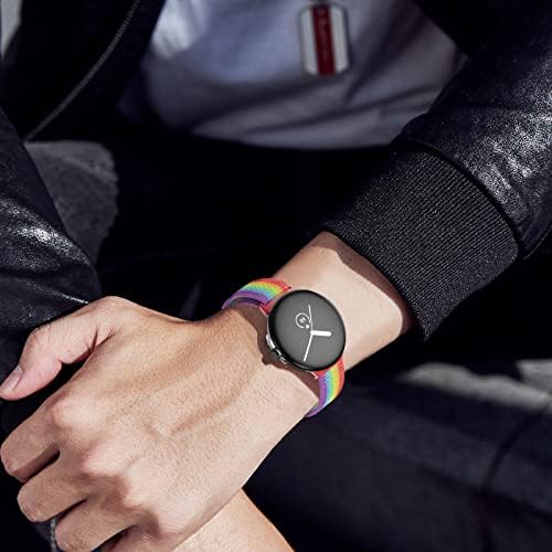 Četvero elastični najlonski sat-sportove-sportove koji se može podesiti prozračna narukvica, kompatibilna s Google Pixel Watch-om za žene i muškarce