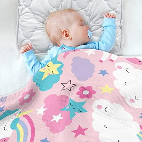 Kigai Rainbow jednorog Baby pokrivač za dječake, mekani ugodno reverzibilno jaslice za prekrivanje pločica za dječje dječje djece