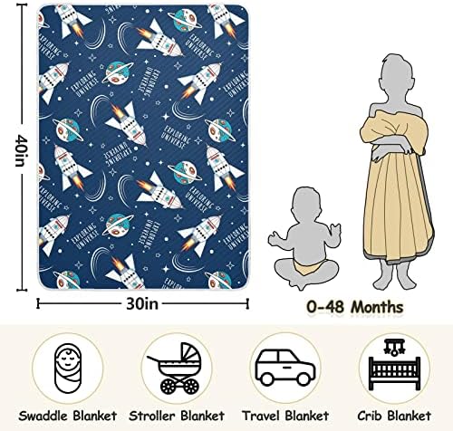 Cataku univerzum raketni prostor za bebe pokrivač za dječake Djevojke pamučni mali toddler pokrivač krevet meko toplo prijem za bebe za dječje kolica 30 x 40