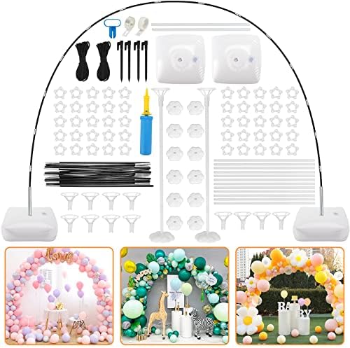 RUBFAC balonski luk komplet sa bazom i 12 pakovanja balonskog štapa sa bazom za stol za višekratnu upotrebu komplet za stalak za rođendanske Baby Shower svadbene zabave dekoracija