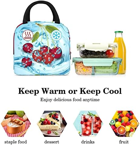 Cherry Fruit Realistic paint torba za ručak izolovana kutija za ručak torba za piknik na otvorenom Školska putna posuda za hranu Cooler