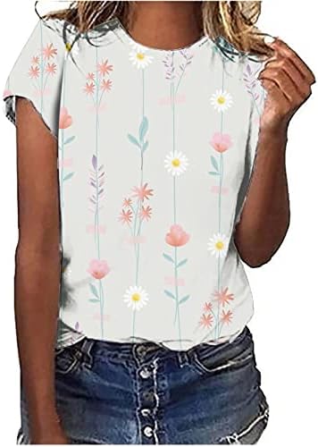 Ženske cvjetne košulje Crw Crt Ljeto Slatke vrhove kratkih rukava Basic Tees Poslovne kauzalne majice Elegantne Dressy Bluze