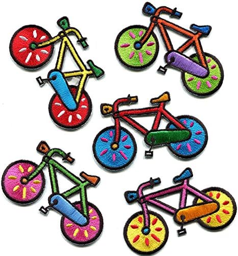 Zemljište 5 biciklistički bicikl bicikl bicikl 70-ih Dječja zabava vezene aplikacije željezo zakrpe nove mjere 2,13 inča visok za