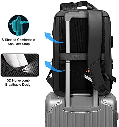 Fenruien Anti-Thefft ruksak za šljokicu 15,6 inča, proširivi tanak poslovni putnički ruksak za prijenosnog računala za muškarce, voda