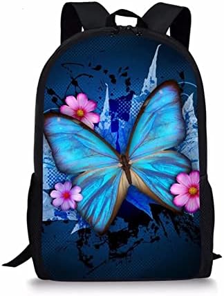 Afpanqz plavi leptir ruksak za djevojku elementarna školska torba za ženske tanke ruksack lagane školske torbe protiv krađe knjiga