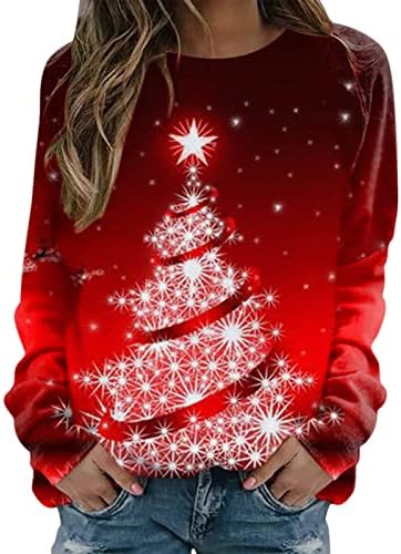 Grafički dukserice slatki vrhovi trendi Dugi rukav pulover Crewneck Božićne dukserice labave ženske dukserice