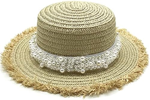 Nabavite slamnati šešir s ravnim vrhom ljeto proljeće ženske kape za Putovanje slobodno vrijeme Pearl Beach šeširi za sunce Crni modni