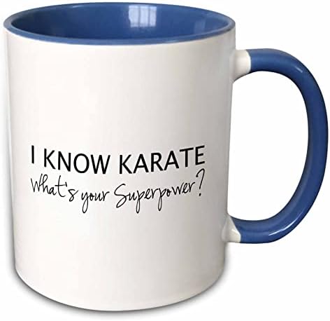 3drose znam supersila-za karate Fan-Karateka šolja, 11 oz, Crna