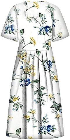 Trebinski ženski ljetni casual modni ispisani kratki rukav 2022 Džepna haljina za O-izrez