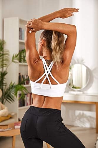 Kurtrini Strapppy Sports Bras za žene podstavljena žica za žicu Srednja podrška Longline Work Yoga Bra