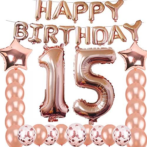 15. rođendanski ukrasi za zabavu, balloni za rođendu za rođendan za rođendanske potrepštine, godišnjice Događaji i ukrasi diplomskih diplomiranja Slatko 15 strana, 15. godišnjica