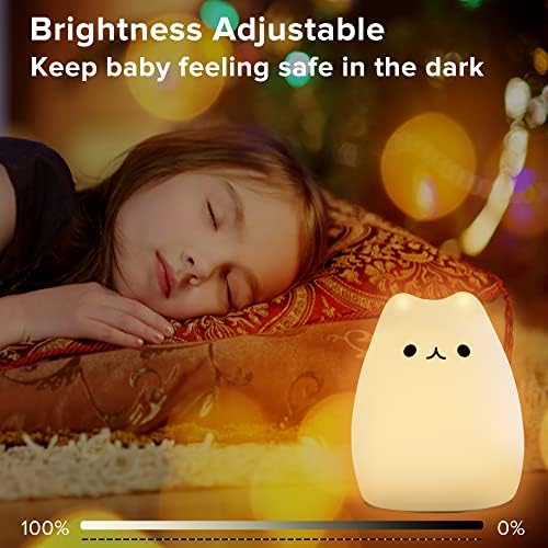 OrdWor noćno svjetlo za djecu, silikonska noćna svjetla za mačke s daljinskim upravljačem, lampa u 16 boja, USB punjiva, slatka lampa