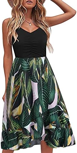 Fragarn ženski Rompers za ljeto, modna ženska tiskana suknja midi duljina halter jednodijelna haljina