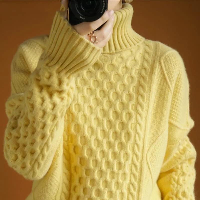 Džemper debeo turtleneck čvrsta bluza pletena košulja za dno ženske labave vrhove pulover jesenja zima