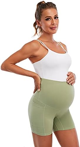 Spotential Womens trudnički šorc za jogu trening trčanje aktivni kratki sa džepovima 5 unutrašnji šav