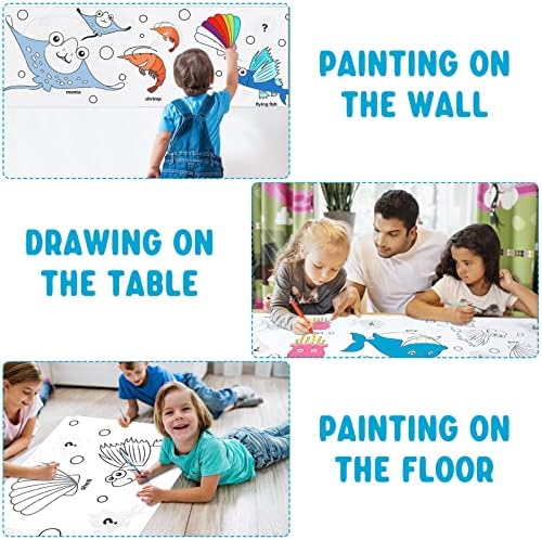 Ocean World Crch Roll, 2023 Novi bojanje papira Rola za djecu, 120 * 11,8 inča DIY Slikarstvo Crtanje papira, ljepljivo crtanje papira,