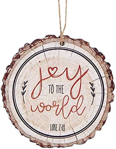 Joy to the World Luke 2: 10 štampani umjetni drveni ukras za jelku, 3 1/2 inča