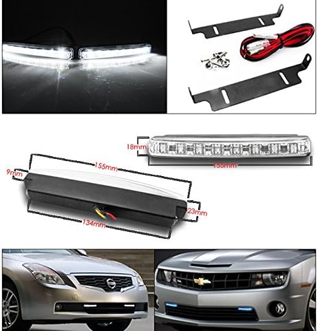 ZMAUTOPARTS za 2009-2018 Dodge Ram DRL LED Halo Crni / dimni projektor farovi sa 6 bijelim LED DRL svjetlima