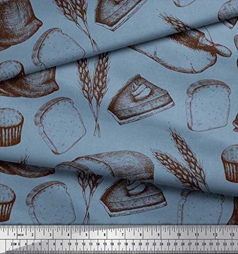 Soimoi pamučna dres tkanina Oklagija, pšenica & amp; sendvič hljeb hrana štampana zanatska tkanina od dvorišta širine 58 inča