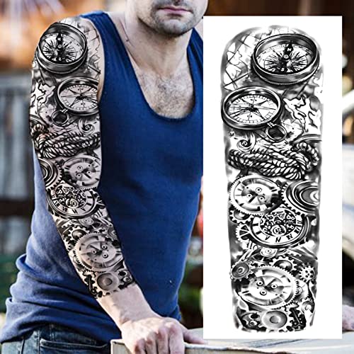 Fanrui 24 listova cool Super Veliki privremeni rukav za tetovaže za muškarce sa 8 listova sa punim rukavima privremene tetovaže za