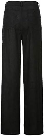 RONGXI struk Drvne džepove za vuče pantalone za žene MID HATROUSE Ravne kolumske hlače ženske košarkaške hlače