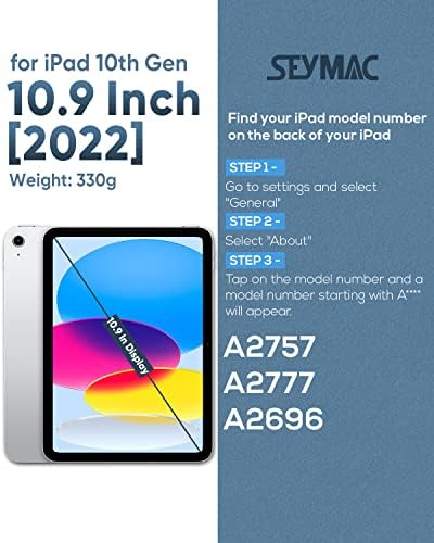 Seymac iPad 10. generacijski slučaj 10,9 inča 2022, čvrst udarna zaštitna futrola sa okretnim postoljem za 360 °, ručni remen i držač