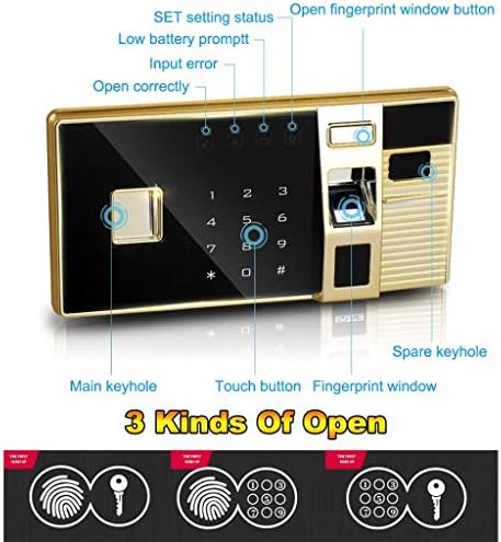 SLNFXC Elektronska digitalna sigurnosna kutija， biometrijski siguran otisak prsta，za kancelarijski hotelski nakit Pištolj za gotovinske lijekove, zlato