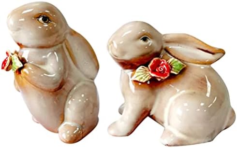 Yardwe keramički zečice zečevi figurice 2pcs porculan zec dekor zečice statua za umjetničko uređenje naklonosti vjenčanja