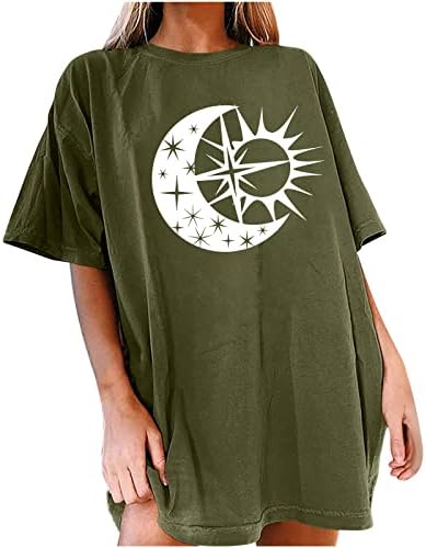 Žene 2023 Modni vrhovi Sun and Moon Vintage Majica Y2K Bluzes Ljetna kauzalna tunika Majica Grafički tees Crewneck majica