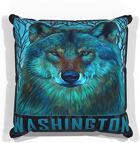Washington Winter Wolf Faux Suede Sofa Throw jastuk od uljane slike umjetnika Kari Lehr 18x 18.