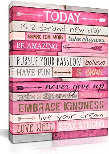 Pink Wall Decor-Inspirativni citati Wall - Art - motivacijski dekor spavaće sobe za tinejdžerke-kancelarijski pokloni za žene sa uokvirenim