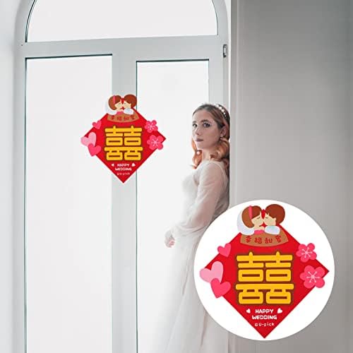 Amosfun vjenčani dekor kineske naljepnice za vjenčanje Kineski tradicionalni ukras vjenčanja Dvokrevetna vrata za vjenčanje zabave Crvena zidna naljepnica kineski dekor