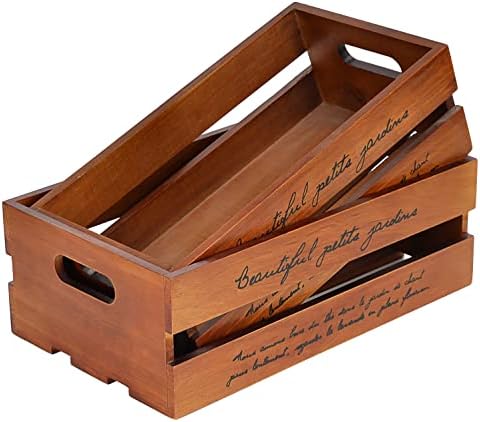 Aiblom set od 2 gniježđenja Otvoreno drveno skladištenje kutija za dekorativne sanduke rustikalne kutije za drvo za središnje dijelove, dekor, prikaz, obrt, ostava, kutija za male drvene dekor za kupatilo Organizator