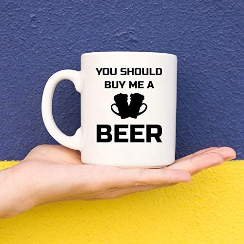 Pivski šalica piva - trebali biste mi kupiti pivo - smiješno alkoholno alkoholno hmelj mlad pijani pijani bijeli šolji
