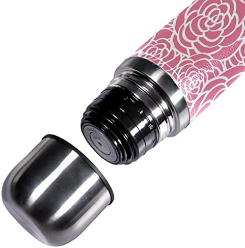 SDFSDFSD 17 oz Vakuum izolirane boce od nehrđajućeg čelika Sportska kavana Putnička krigla Pljuska od prave kože Omotane BPA besplatno, ružičaste ruže
