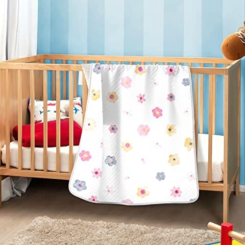 Slaba pokrivačica slatka votlana cvijeća pamučna pokrivačica za dojenčad, primanje pokrivača, lagana mekana pokrivačica za krevetić, kolica, raketa, 30x40 unutra, bijela