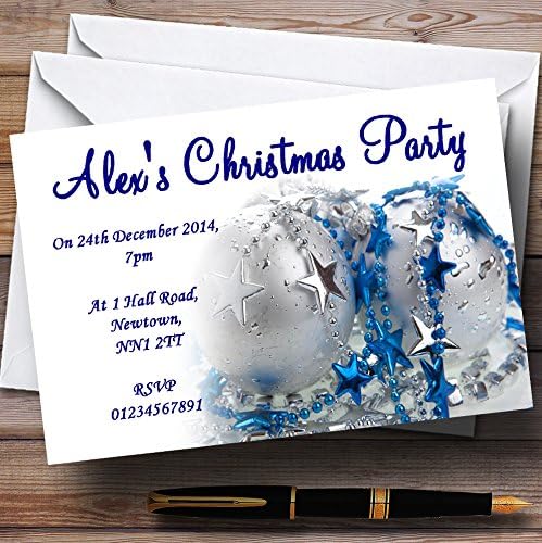Plava i bijela personalizirana božićna / nova godina / turistički pozivnici za odmor