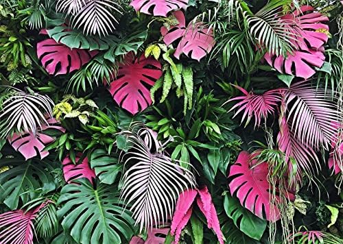 BELECO Tropical Leaves pozadina tkanina 20x10ft Jungle Safari biljke palmino lišće slika pozadina ružičasto i zeleno lišće pozadina