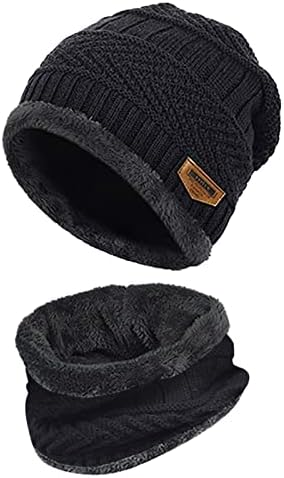 Qvkarw muške žene zimski šešir toplije šal na dodirnim ekranom zaslona postavljaju toplije vrat debeli pleteni šešir postavljen šareni