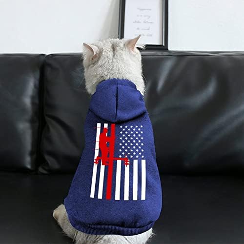 Američka zastava električni kabelski kabel Lineman Personalizirani kućni ljubimac Duksevi mekani ugodno odjeća za pse prozračne zbojene kućne ljubimce sa šeširom L