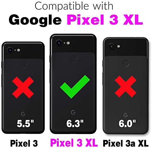 Futrola za telefon za futrole za novčanik Google Pixel 3 XL sa zaštitom ekrana od kaljenog stakla i kožnim magnetnim tankim preklopnim