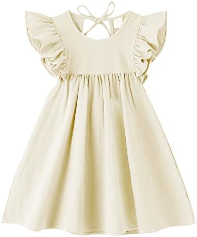 LYXIOF Toddler Baby Girl pamučna lanena haljina s volanima rukav Halter bez rukava za decu Casual haljine