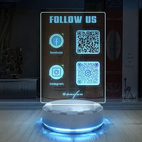 Ancfun Custom Social Media QR Code ili logotip, personalizirana LED noćna svjetlost, urezni dekor spavaće sobe, 7 boja LED lampica,